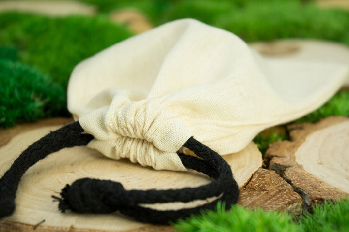 Baumwollsack Ecru Schwarz 100x150 mm