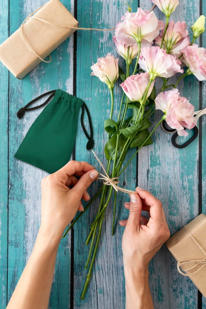 Baumwollsack Dunkelgrün 100x150 mm