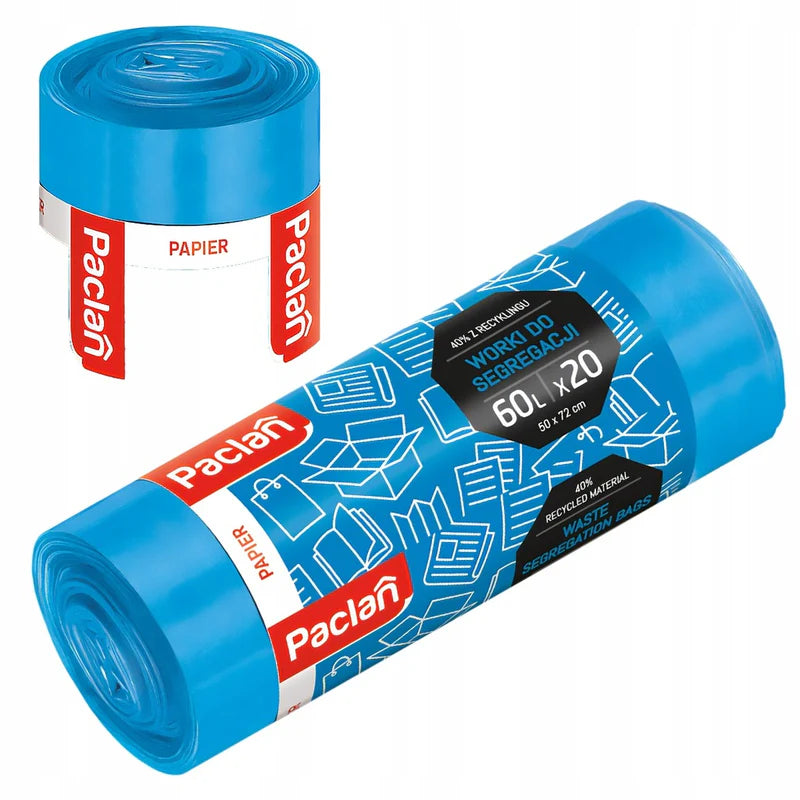 Starke Müllbeutel zur Papiertrennung, 60 l, Paclan, 20 Stück