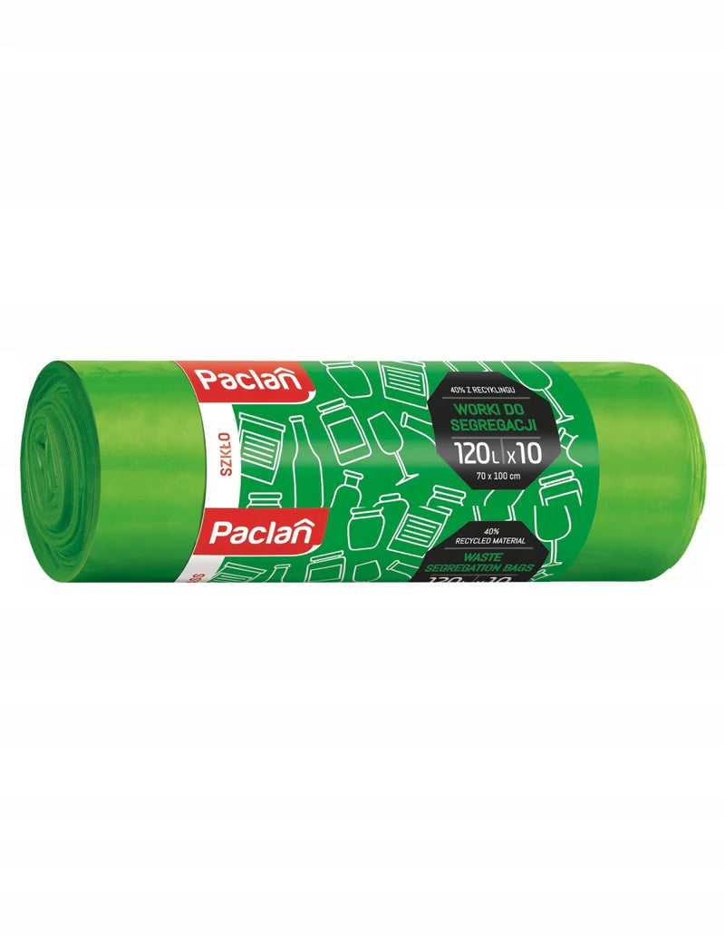 Starke Müllbeutel zur Glasentsorgung, grün, 120 l, Paclan