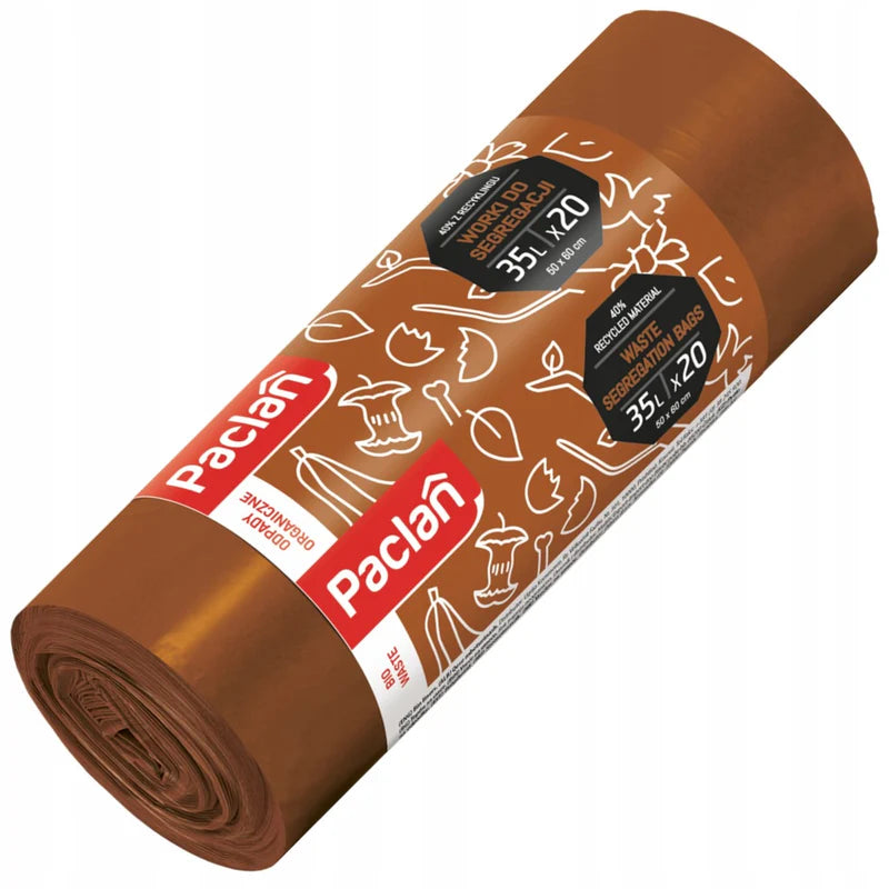 Braune Müllbeutel zur Bioabfalltrennung 35L, Paclan