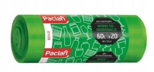 Grüne Müllbeutel zur Glasentsorgung 60L, Paclan