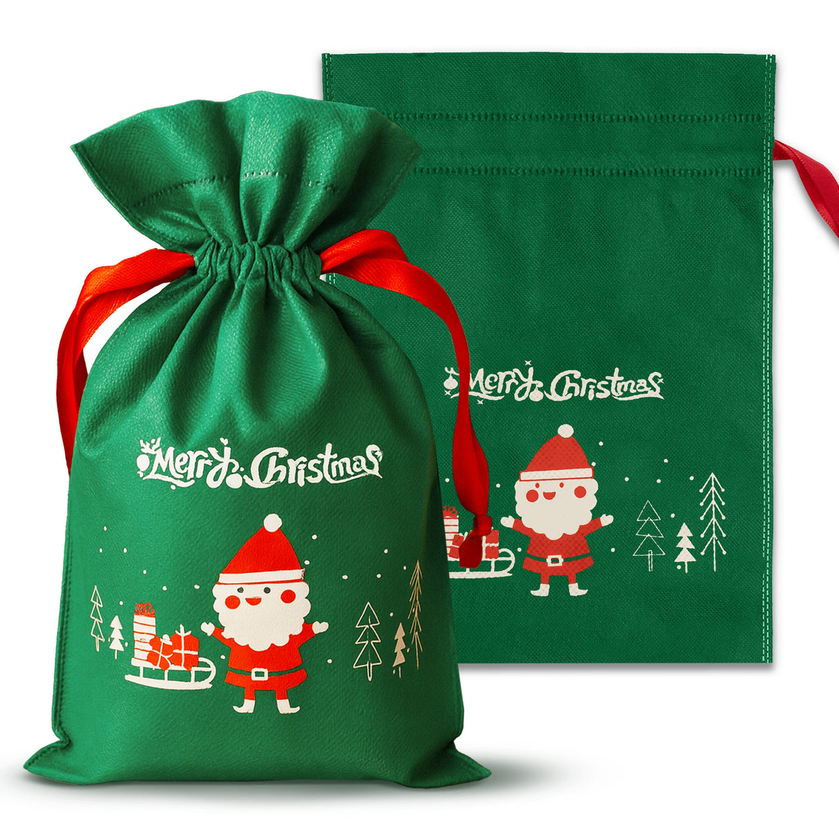 Set Weihnachtstüten aus Wigofil 150x220mm Grün 10St.