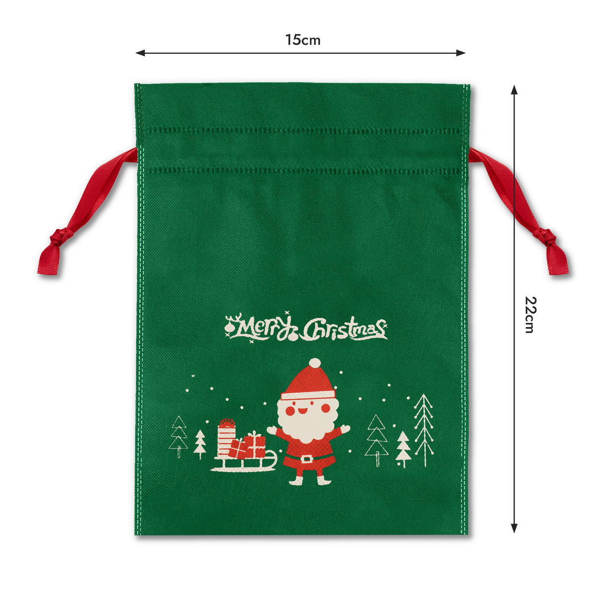Set Weihnachtstüten aus Wigofil 150x220mm Grün 10St.