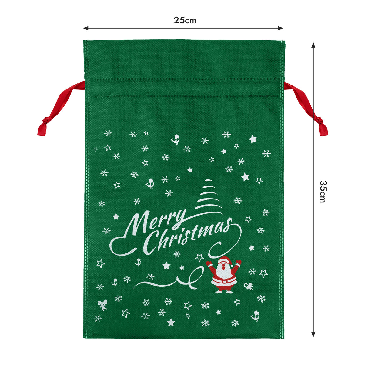 Set Weihnachtstüten aus Wigofil 250x350mm Grün 10St.
