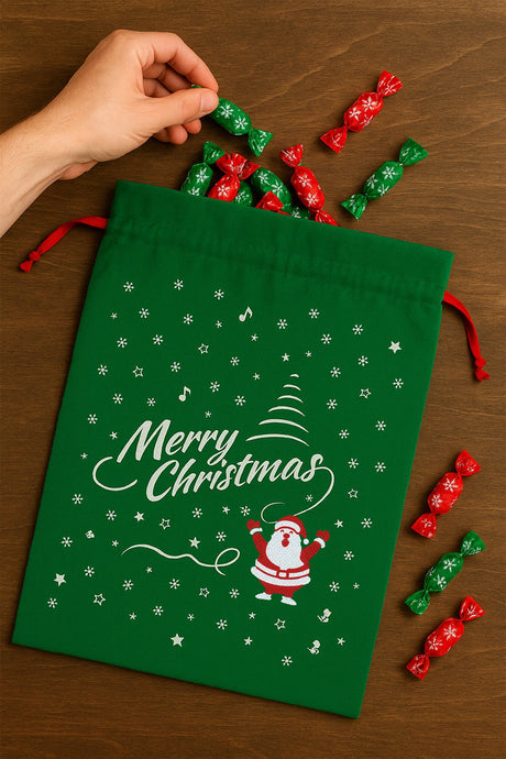 Set Weihnachtstüten aus Wigofil 250x350mm Grün 10St.