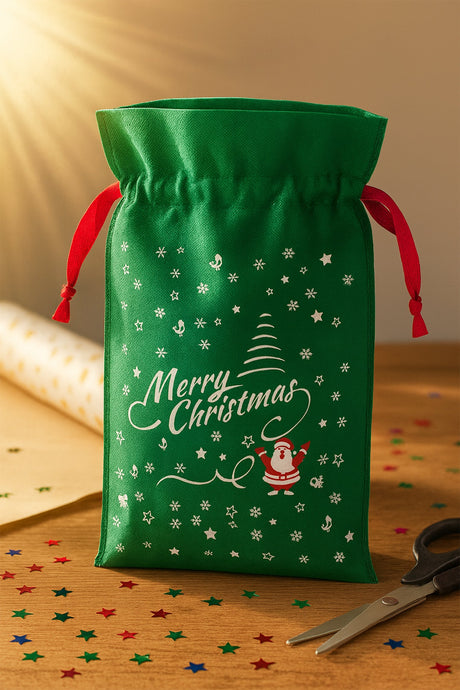 Set Weihnachtstüten aus Wigofil 250x350mm Grün 10St.