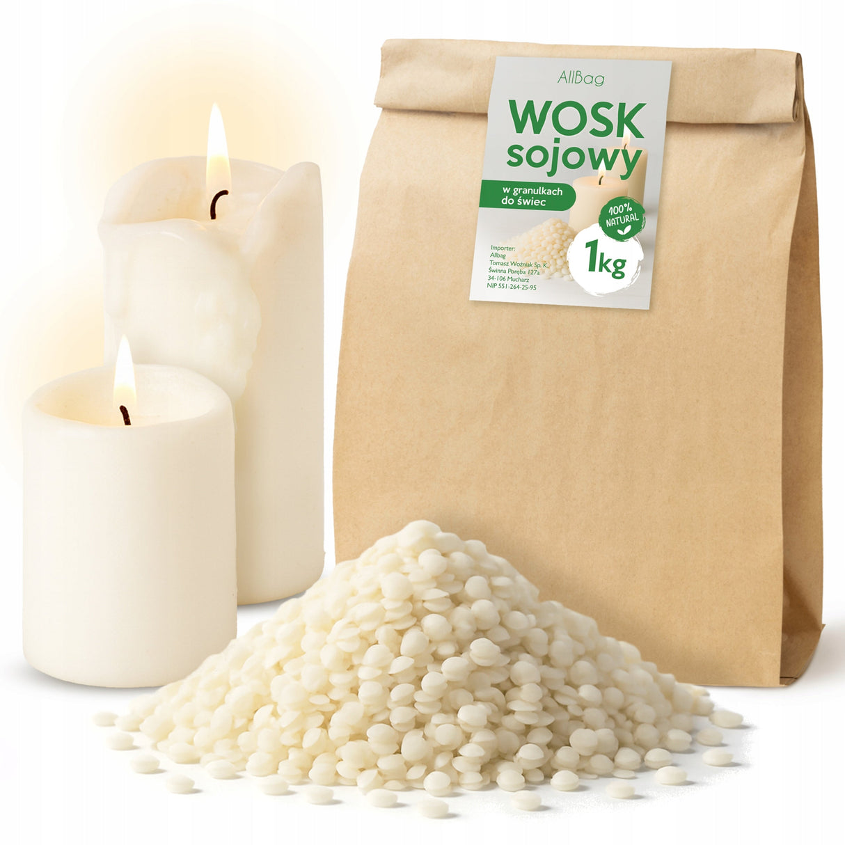 Natürliches Sojawachs mit einem Zusatz von Bienenwachs