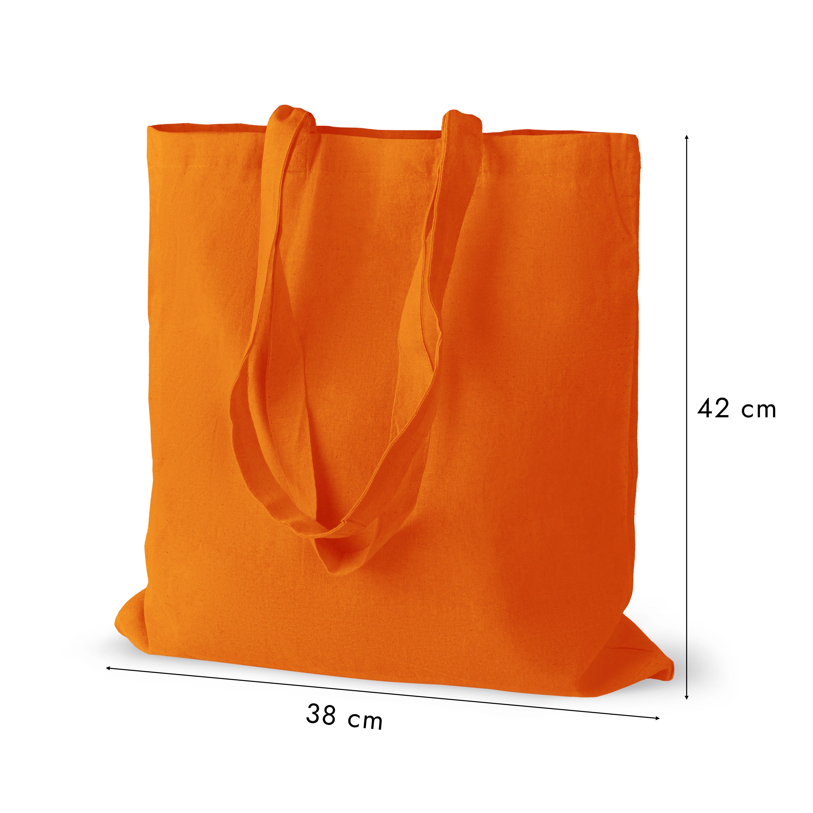 Baumwolltasche Orange 380x420 mm 125 g Griff: 70 cm