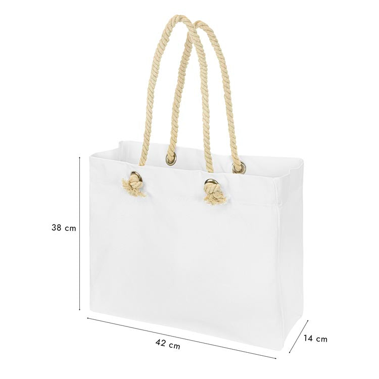 Strandtasche Weiß 420x150x150x380 mm Griff: 70 cm
