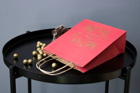 Weihnachtspapiertüte 180x80x220mm Rot FROHE WEIHNACHTEN