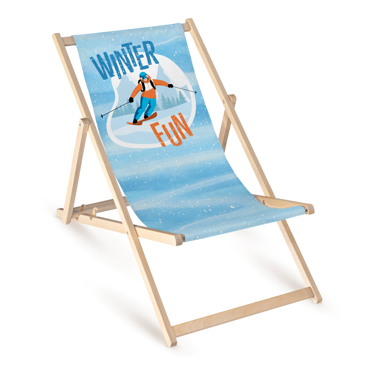 Chaise longue en bois avec imprimé WINTER FUN