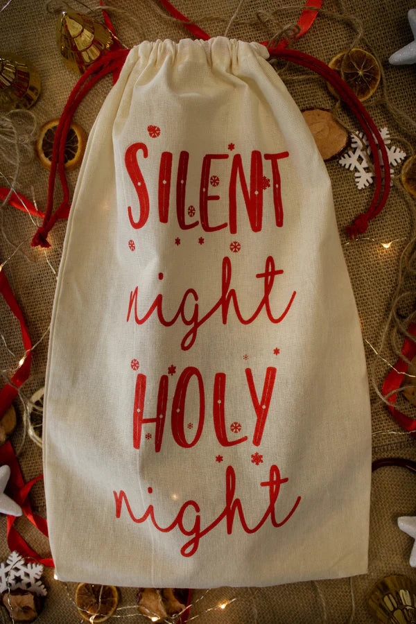 Baumwollbeutel 25x30cm ECRU SILENT NIGHT HOLY 145g