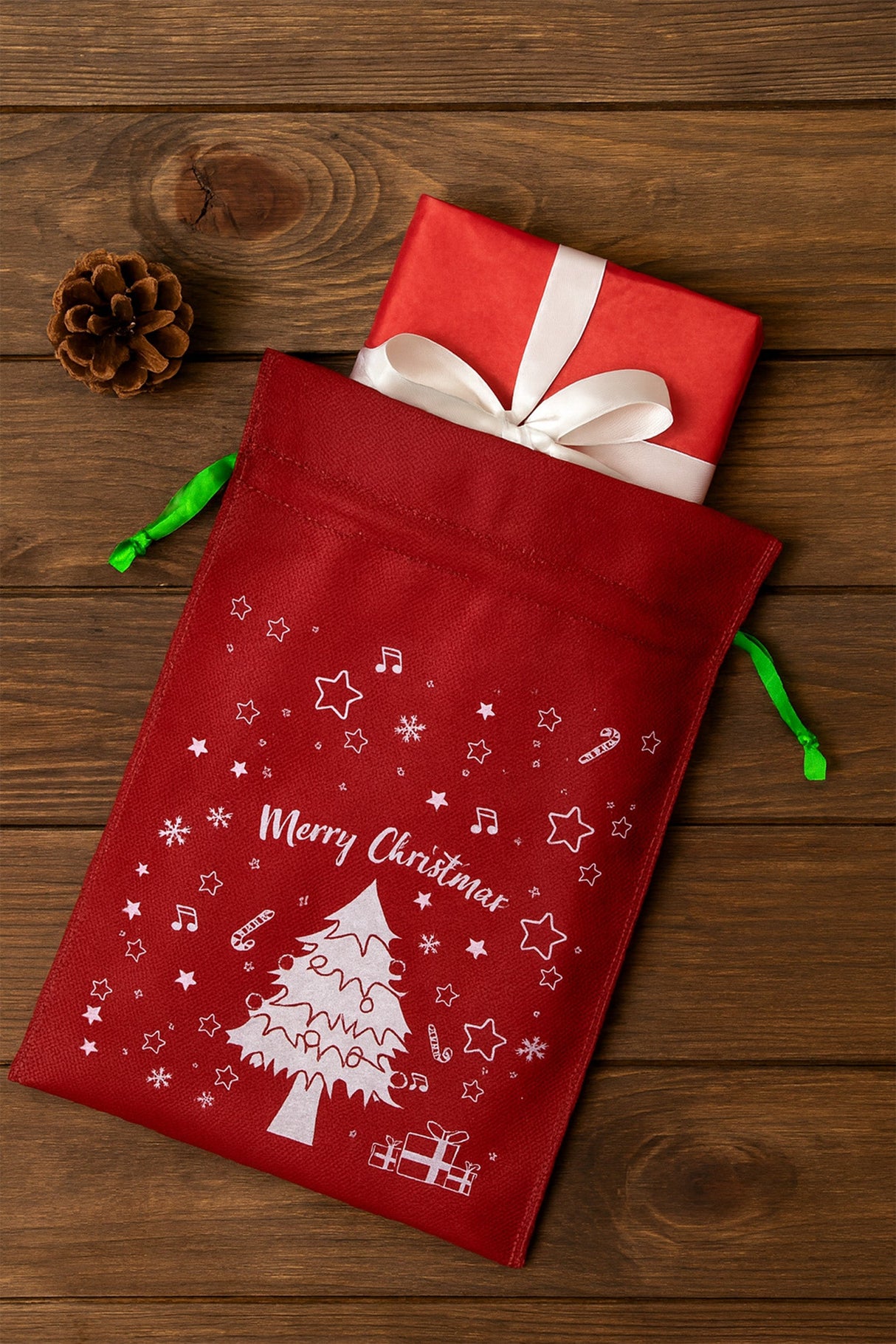 Set Weihnachtstüten aus Wigofil 250x350mm Rot 10St.