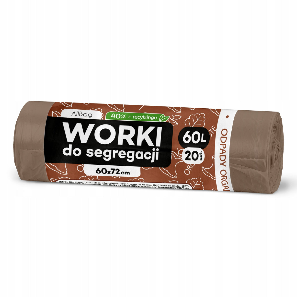 Braune Recycelte Müllbeutel 60L