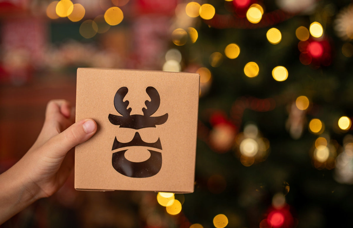 Weihnachtliche Geschenkboxen braun, 10 Stück