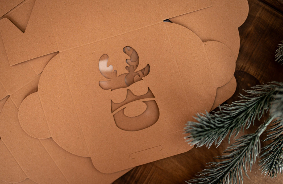 Weihnachtliche Geschenkboxen braun, 10 Stück