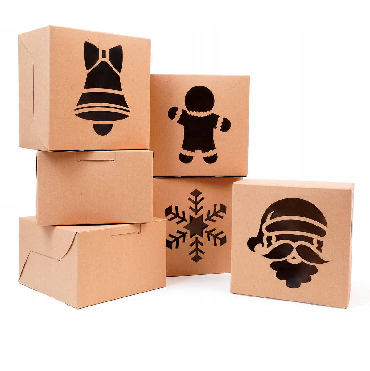 Weihnachtliche Geschenkboxen braun, 10 Stück