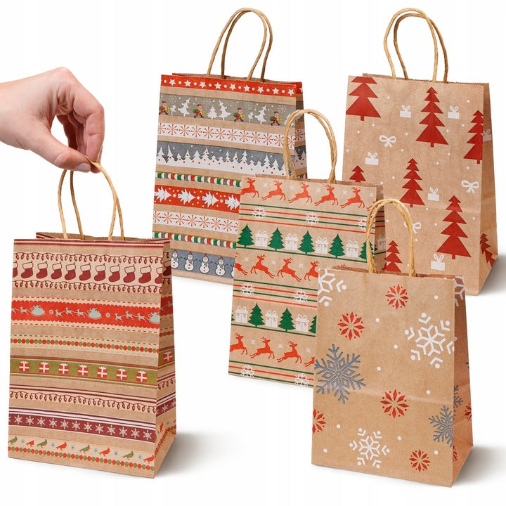 Set Weihnachts-Papiertragetaschen, 13 Stück