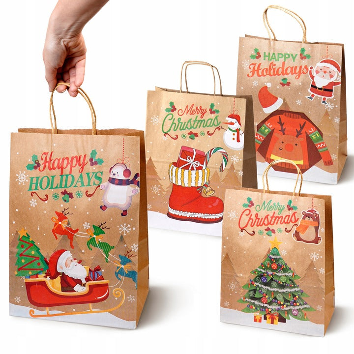 Set Weihnachts-Papiertragetaschen, 13 Stück, Merry Christmas