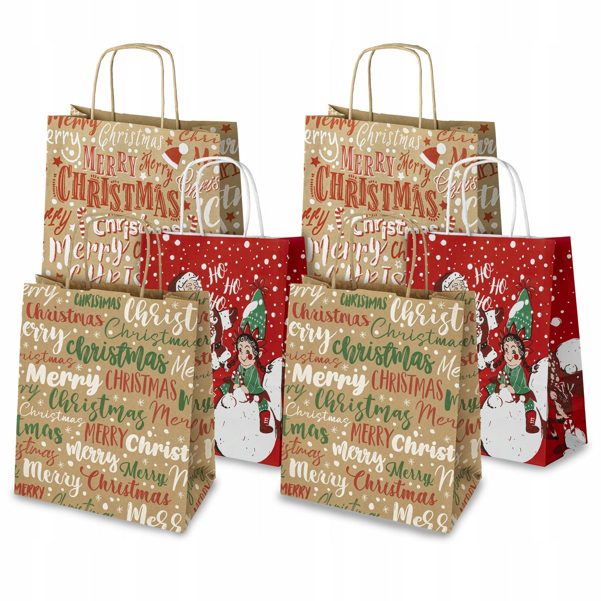 Set Weihnachts-Papiertragetaschen, 6 Stück