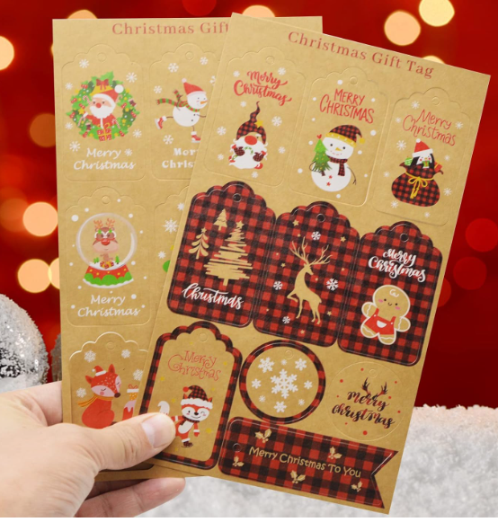 Tischkarten für Geschenke Schneemann-Weihnachtsbaum-Gnom 50 Stück