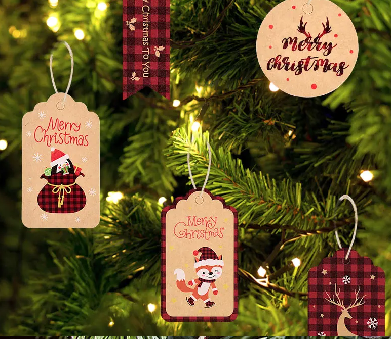 Tischkarten für Geschenke Schneemann-Weihnachtsbaum-Gnom 50 Stück