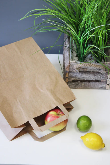 Papiertüte mit flachem Griff 250x110x320mm Braun