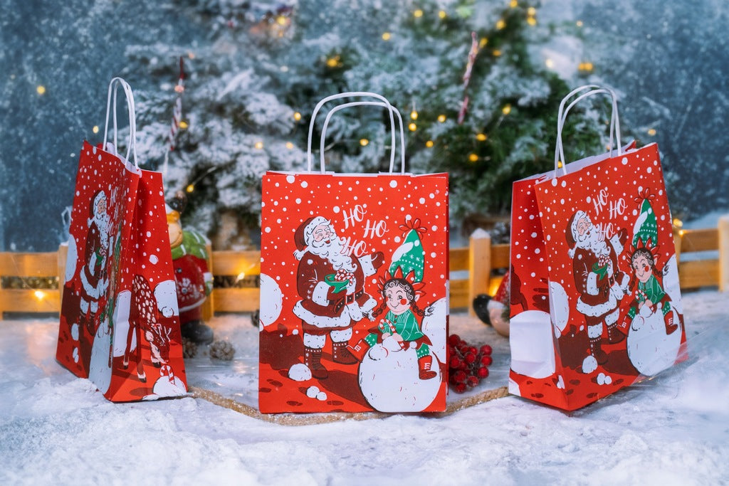 Weihnachtspapiertüte 180x80x220mm Roter Weihnachtself