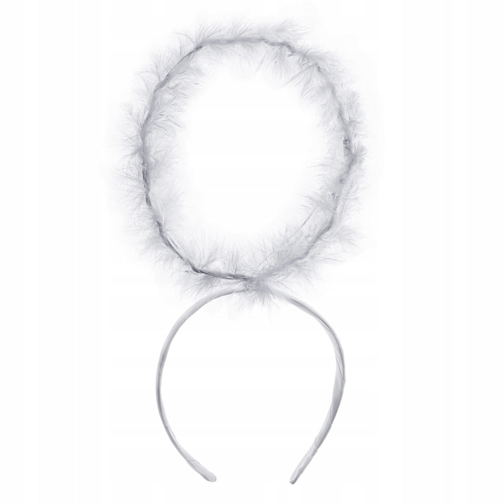 Engelskopf Heiligenschein mit Federn, weiß