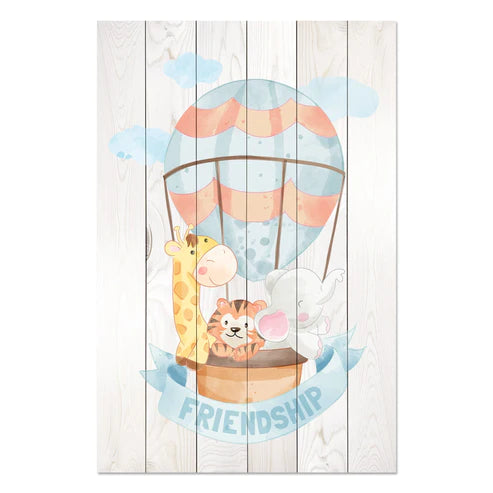Wanddeko Holz - Animal Friends in Ballon