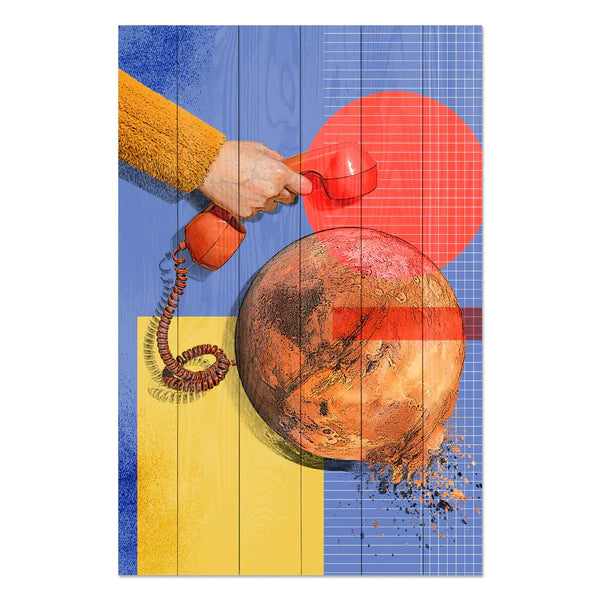 Wanddeko Holz - Artistic Red Phone