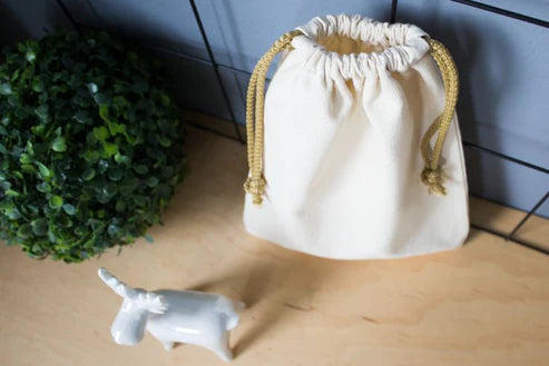 Baumwollsack Ecru 20x30 cm goldene schnur