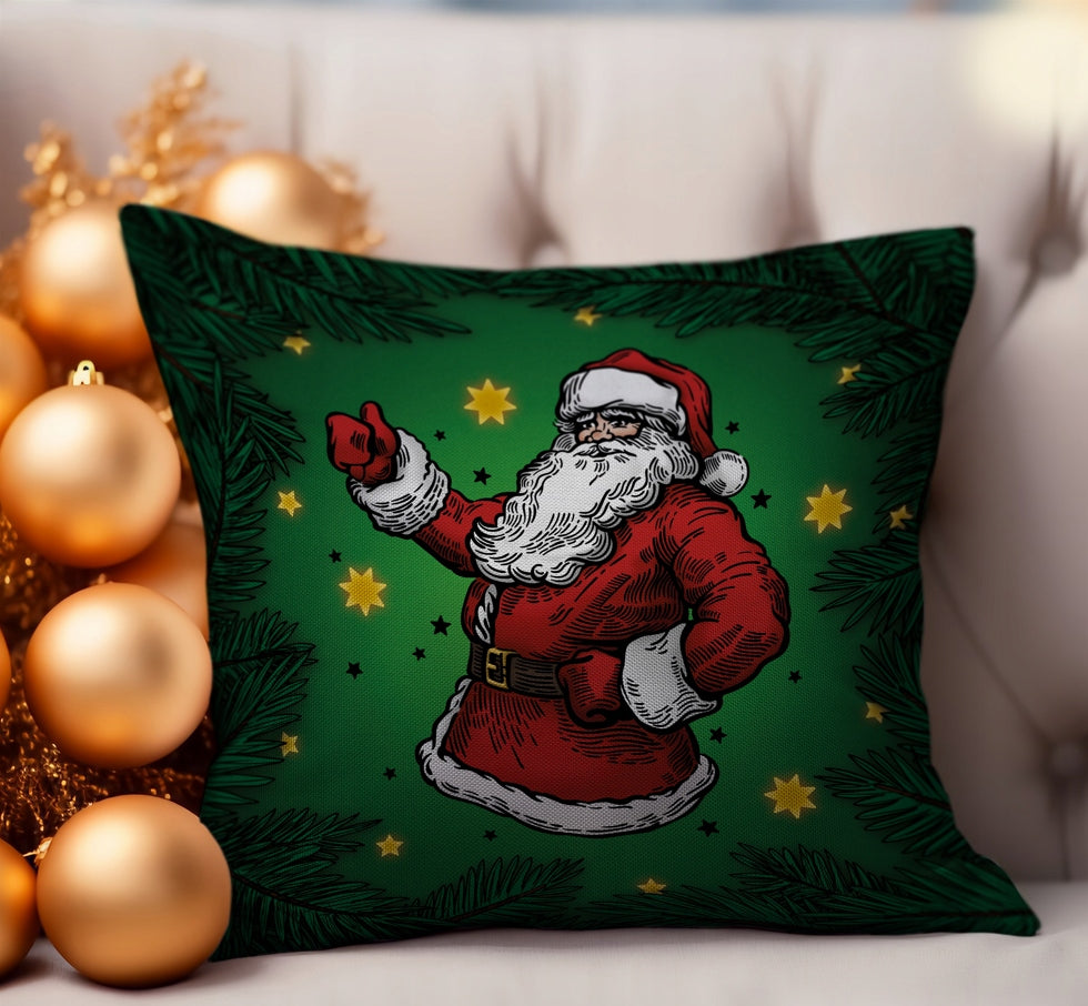 Weihnachtsdeko-Kissenbezug 250×250mm Grüner Weihnachtsmann