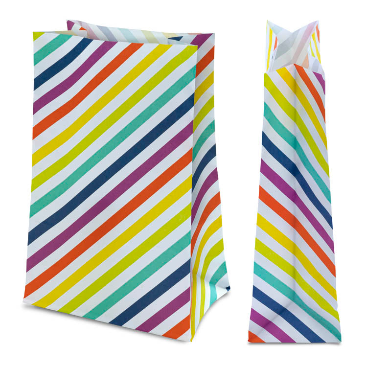 Weihnachtspapiertüte 16x8x27cm REGENBOGENSTREIFEN 5St