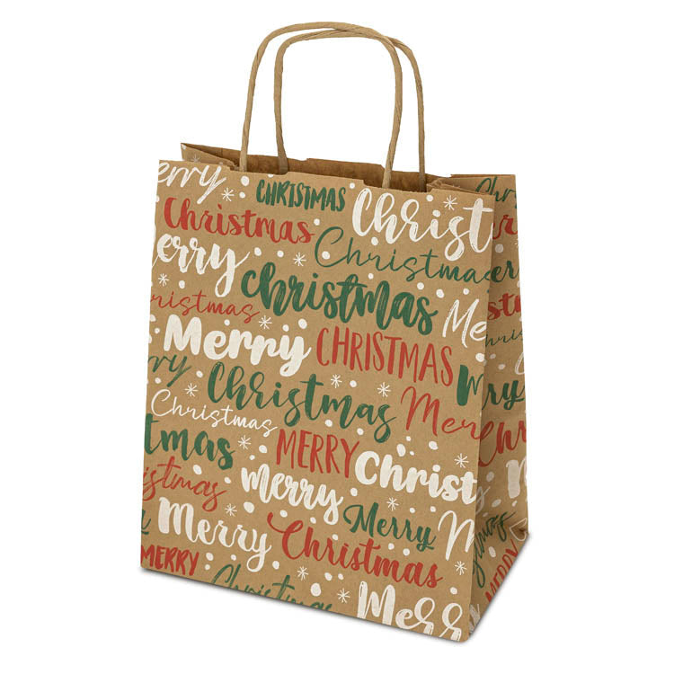 Weihnachtspapiertüte 180x80x220mm Frohe Weihnachten