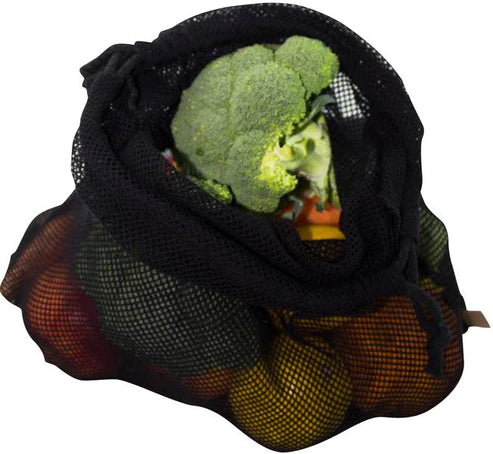 Baumwollnetzbeutel Schwarz 30x45 cm