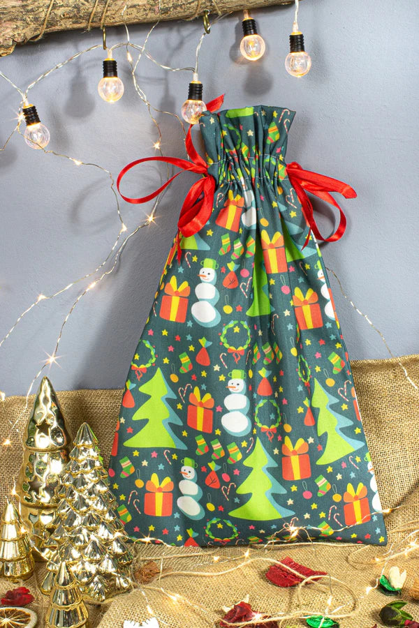 Weihnachtbeutel aus Polyester Schneemann 30x45cm