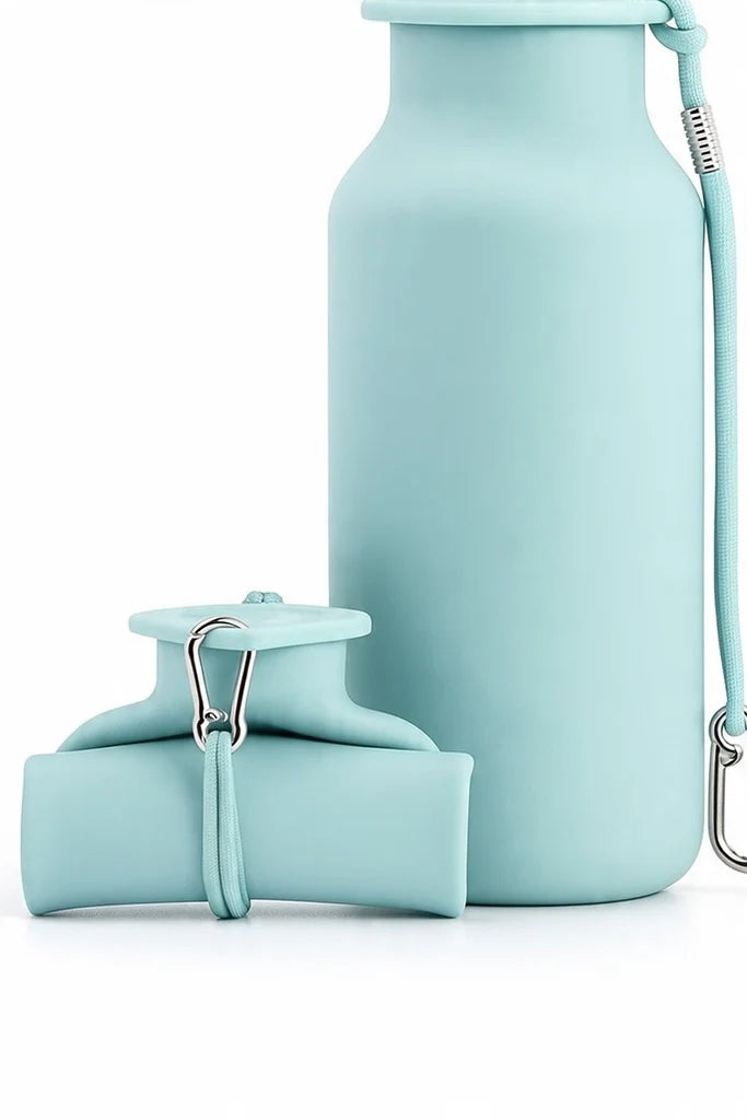 Leichte faltbare Silikon-Trinkflasche mit Griff