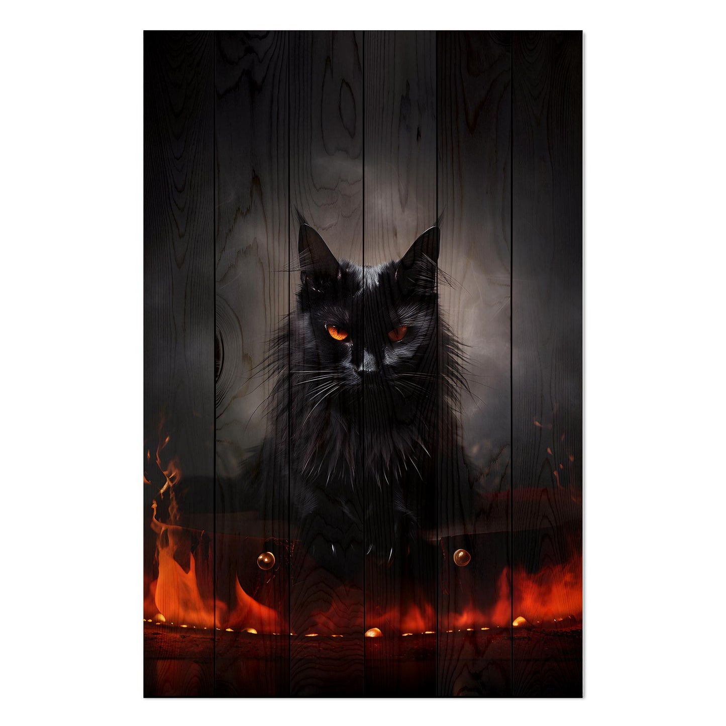 Wanddeko Holz -Black Cat Energy