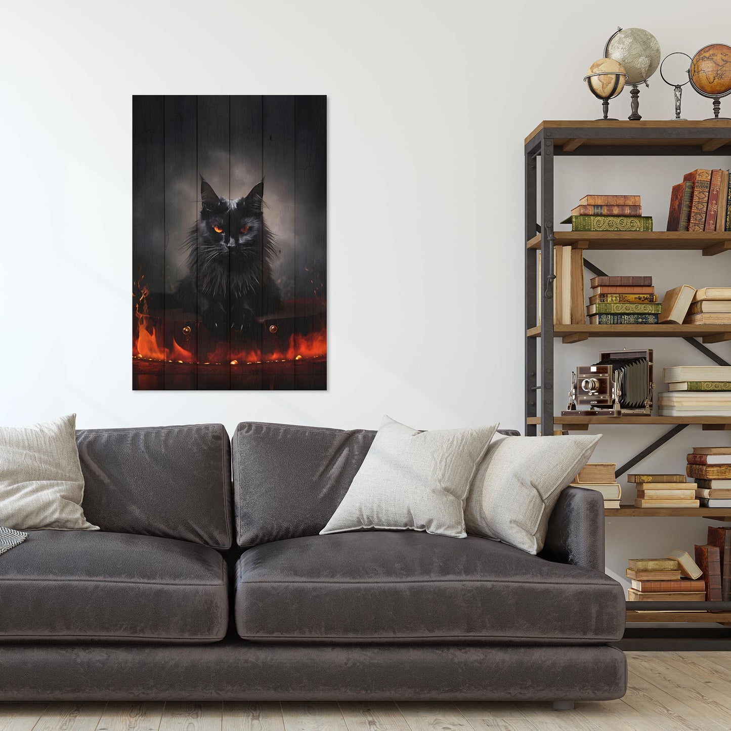 Wanddeko Holz -Black Cat Energy