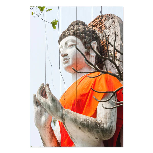 Wanddeko Holz - Buddha Statue