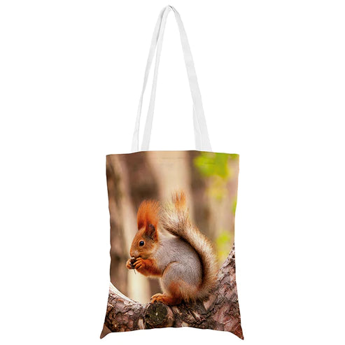 Baumwolltasche Eichhörnchen mit einer Nuss 35x45