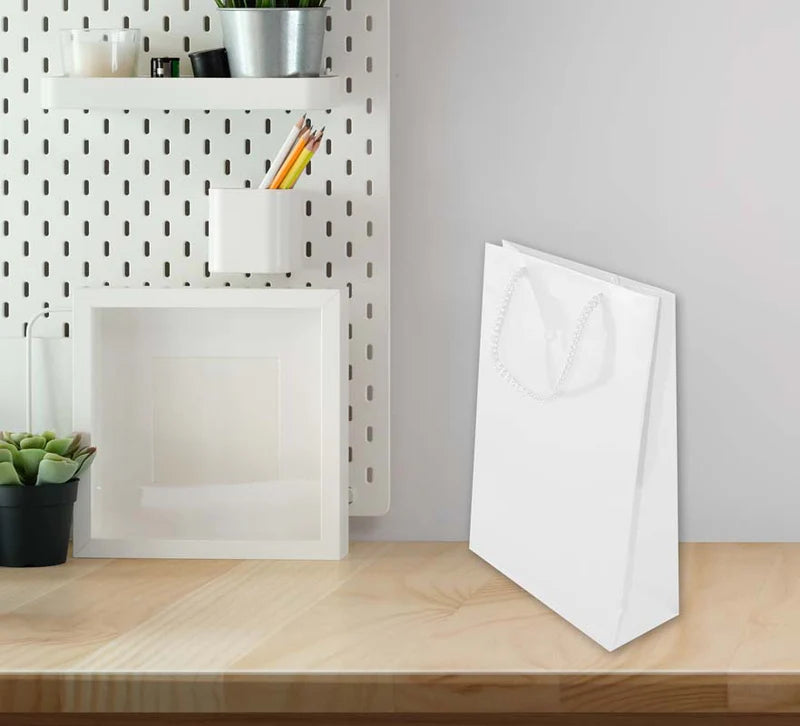 Laminierte Tasche mit Kordelgriff WEISS 170x70x250mm