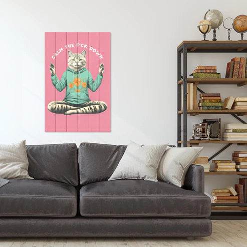 Wanddeko Holz - Calm the F*ck Down