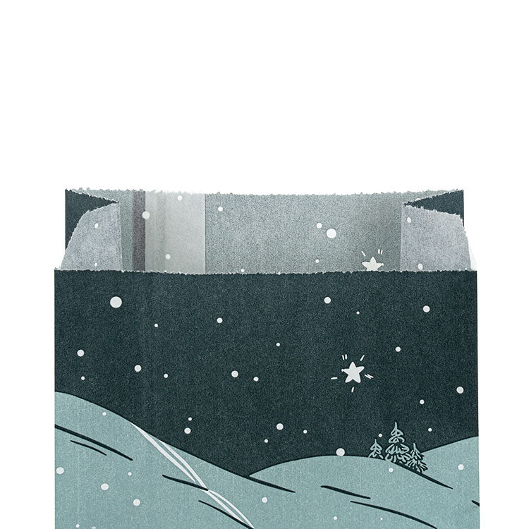 Weihnachts-Blockbodenbeutel 12+5x22 cm, Tannenbaum, 25 Stück