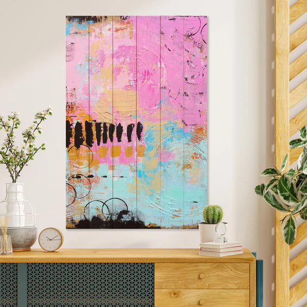 Wanddeko Holz - Colorful Brush Strokes