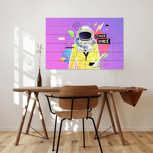 Wanddeko Holz - Colorful Cosmonaut