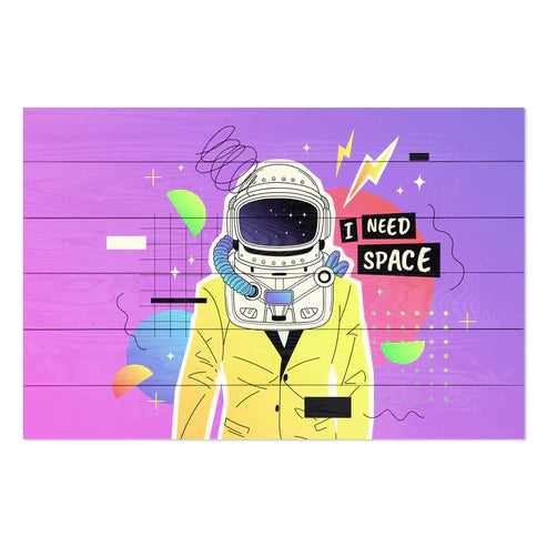 Wanddeko Holz - Colorful Cosmonaut