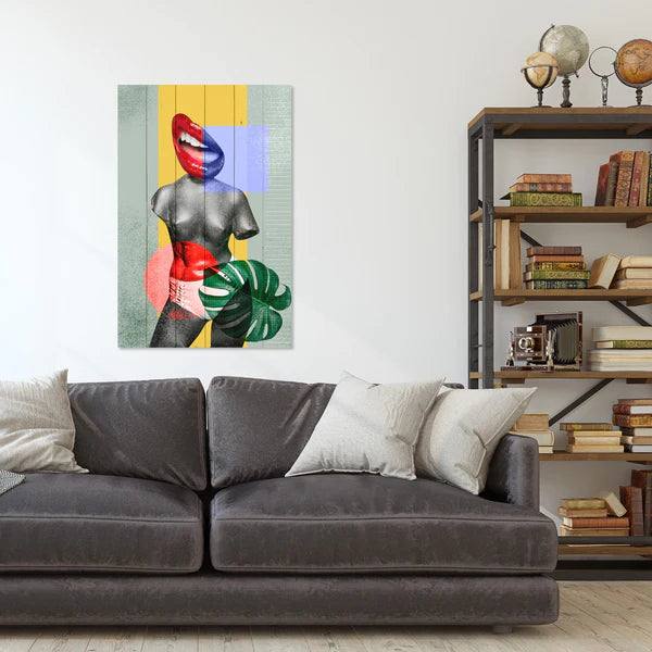 Wanddeko Holz - Colorful Vintage Collage Design